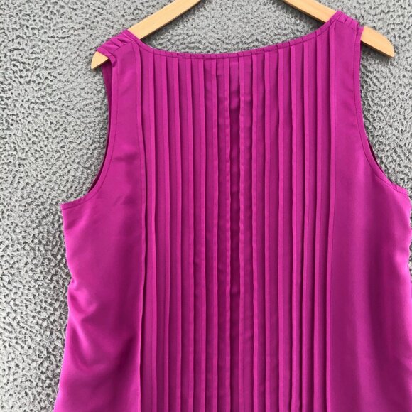 Lauren Ralph Lauren Dress Womens 16 Purple Tank Shift Pintuck Pleat Knee Pockets - Picture 4 of 9